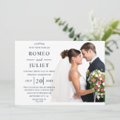Budget Moderne elegante romantische Hochzeit des F Einladung (Stehend Vorderseite)
