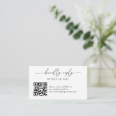 Budget Moderne, elegante Script QR Code Hochzeit Begleitkarte (Stehend Vorderseite)