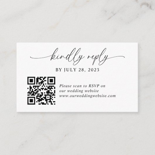 Budget Moderne, elegante Script QR Code Hochzeit Begleitkarte (Vorderseite)