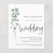 Budget Moderne Eukalyptus QR Hochzeit Einladung (Vorderseite)