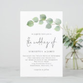 Budget Moderne Eukalyptus Wedding Einladung (Stehend Vorderseite)