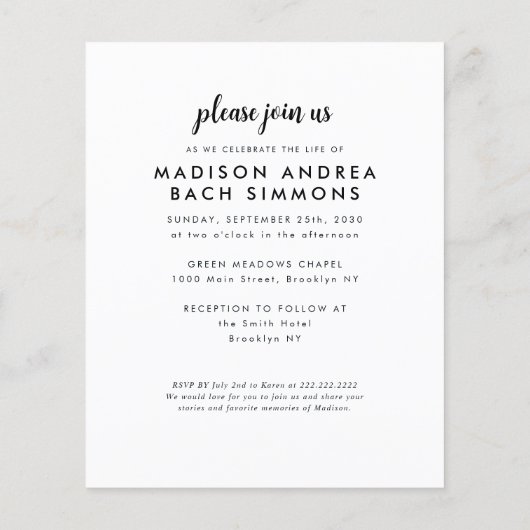 Budget Moderne Feier der Beerdigung von Life Foto (Rückseite)