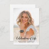 Budget Moderne Feier der Beerdigung von Life Foto Mitteilungskarte (Vorne/Hinten)
