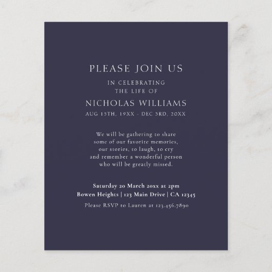 Budget Moderne Feier zur Einladung zum Leben (Rückseite)