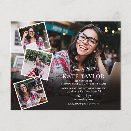 Budget Moderne Foto Collage Abschluss Einladung (Vorderseite)