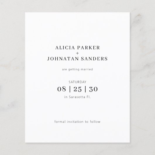 Budget Moderne Foto Hochzeit in Urlaubsort rett Da (Rückseite)