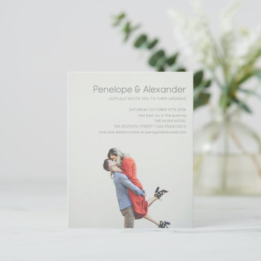 Budget Moderne Foto Overlay-Spaß Hochzeit einladen (Stehend Vorderseite)