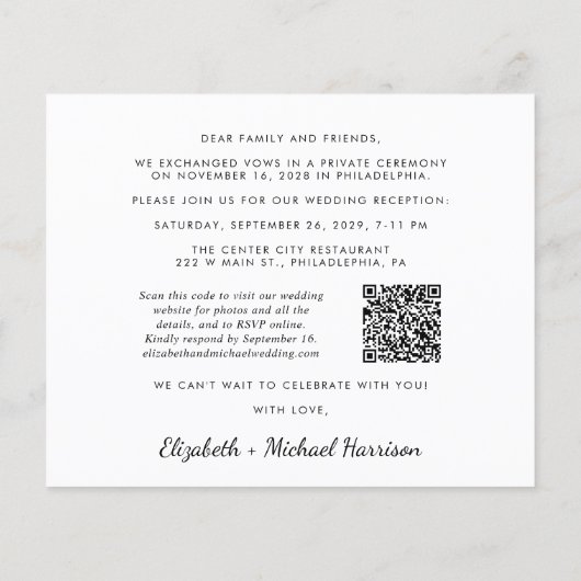 Budget Moderne Foto QR Code Hochzeitsempfehlung (Rückseite)