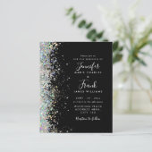 Budget Moderne Glitter Black Wedding Einladung (Stehend Vorderseite)