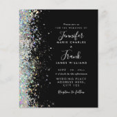 Budget Moderne Glitter Black Wedding Einladung (Vorderseite)