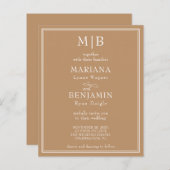 Budget Moderne Grenze Tan Beige Hochzeit Einladung (Vorne/Hinten)