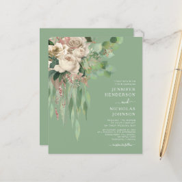 Budget Moderne grüne Rose Hochzeit Einladung