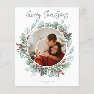BUDGET Moderne Grünpflanzen-Weihnachtskarte Flyer