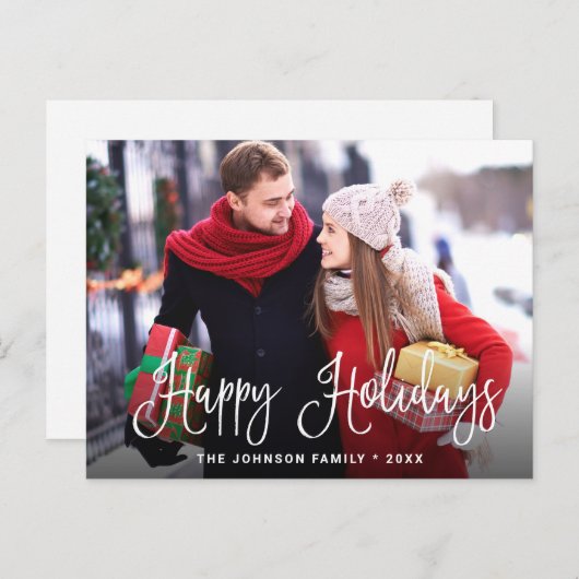 Budget Moderne Happy Holidays FOTO Weihnachtskarte Postkarte (Vorne/Hinten)