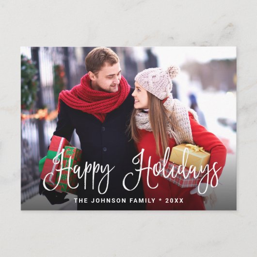 Budget Moderne Happy Holidays FOTO Weihnachtskarte Postkarte (Vorderseite)