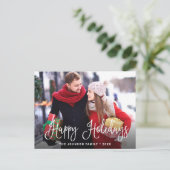 Budget Moderne Happy Holidays FOTO Weihnachtskarte Postkarte (Stehend Vorderseite)