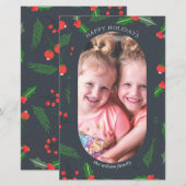 Budget Moderne Holberries Foto Holiday Card (Vorne/Hinten)