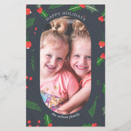 Budget Moderne Holberries Foto Holiday Card (Vorderseite)