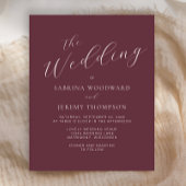 Budget Moderne Kalligrafie Burgundy Wedding Einlad