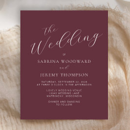 Budget Moderne Kalligrafie Burgundy Wedding Einlad