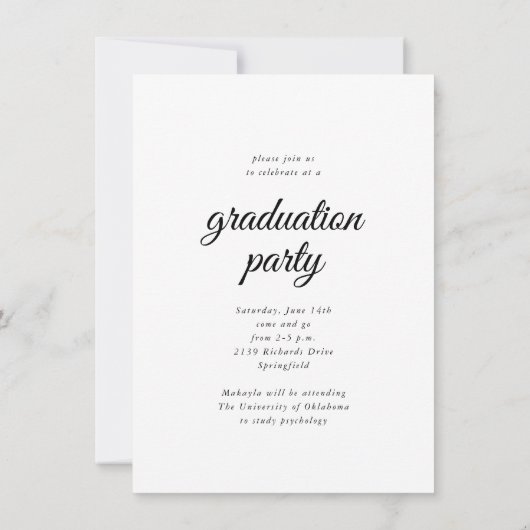 Budget Moderne Kalligrafie Drei Foto Abschluss Einladung (Rückseite)