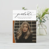 Budget Moderne Kalligraphie Zwei Foto Abschluss Ankündigung (Stehend Vorderseite)