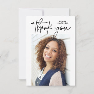 Budget Moderne Kalligraphie Zwei Foto Abschluss Dankeskarte