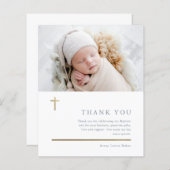 Budget Moderne Minimal Foto Taufe Danke Karte (Vorne/Hinten)