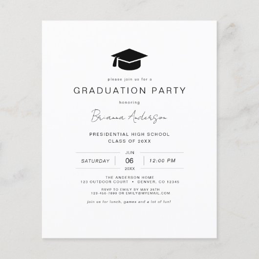 Budget Moderne Minimalistische Chic Graduation Par (Vorderseite)