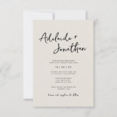 Budget Moderne Minimalistische Elfenbeinhochzeit Einladung (Vorderseite)