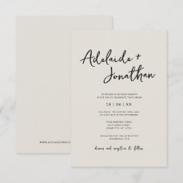 Budget Moderne Minimalistische Elfenbeinhochzeit Einladung