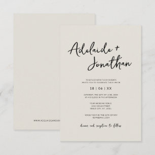 Budget Moderne Minimalistische Elfenbeinhochzeit Einladung