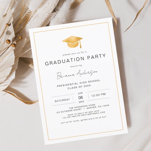 Budget Moderne Minimalistische Gold Graduation Par