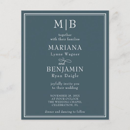 Budget Moderne Minimalistische Hochzeitsfeier Flyer (Vorne)