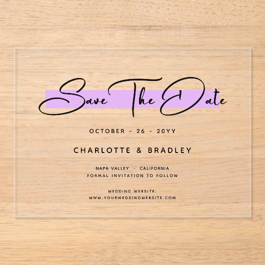 Budget Moderne Minimalistische Schrift Save the Da Acryleinladungen (Vorderseite)