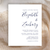 Budget Moderne Navy Blue Script Einladung