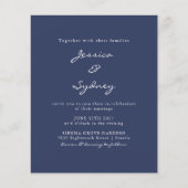 Budget Moderne Navy Blue Script Einladung (Vorderseite)