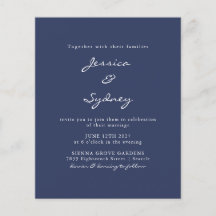 Budget Moderne Navy Blue Script Einladung