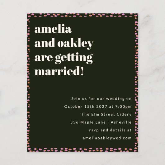 Budget Moderne Pink Black Dot Einladung Hochzeit (Vorderseite)