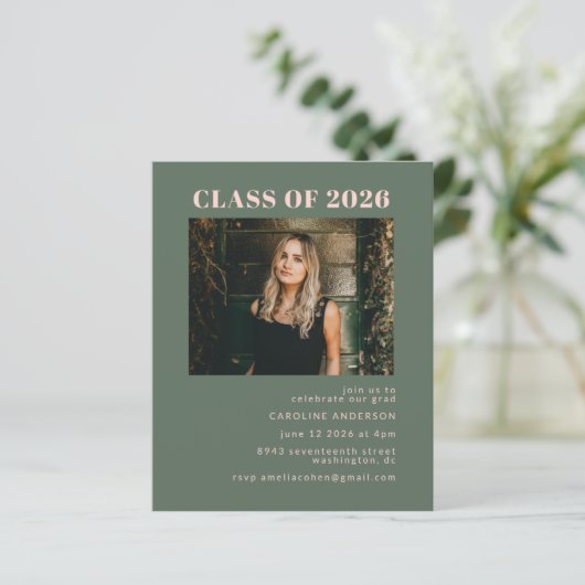 Budget Moderne Pink Green Foto Graduation Party (Stehend Vorderseite)
