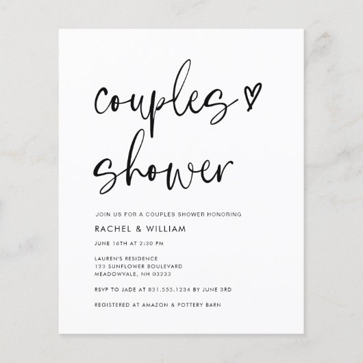 Budget Moderne QR Code Paare Dusche Flyer (Vorne)