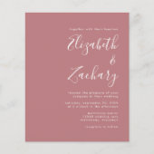 Budget Moderne Rose QR Code Wedite Einladung (Vorderseite)