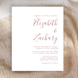 Budget Moderne Rose Script Einladung