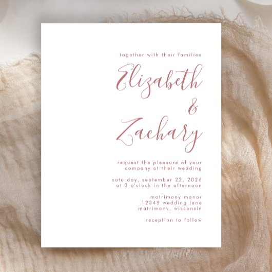 Budget Moderne Rose Script Einladung