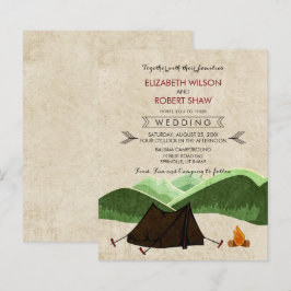 Budget Moderne rustikale Camping Hochzeitseinladun