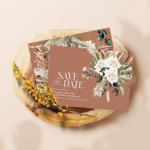Budget Moderne rustikale Pampen Save the Date Mitteilungskarte