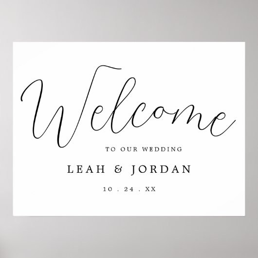 Budget Moderne rustikale Skripthochzeit Begrüßungs Poster (Vorne)