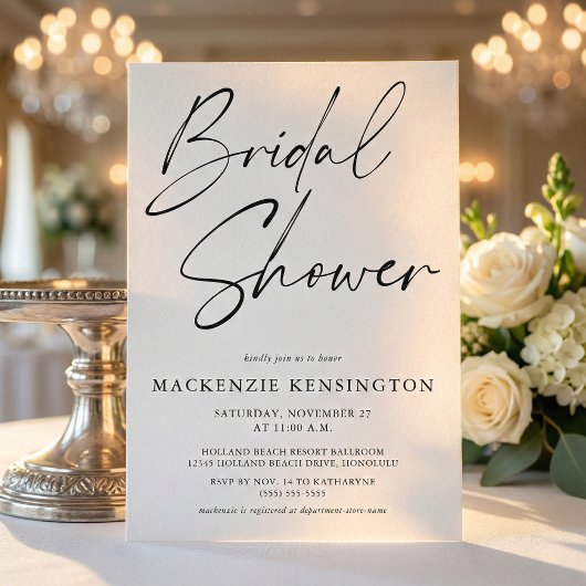 Budget Moderne Schwarz-weiße Brautdusche Einladung