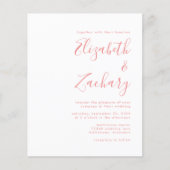Budget Moderne Script Coral QR Code Hochzeit einla (Vorderseite)