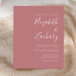 Budget Moderne Script Dusty Rose Hochzeit Einladun